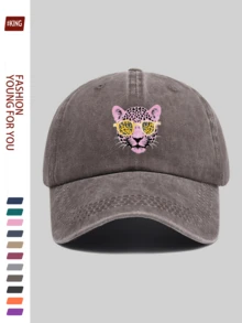 1pc Leopard Print Baseball Cap, Featuring Fashionable Leopard & Glasses Pattern, Adjustable Comfortable Breathable Lightweight Washable Unisex Hat Suitable For All Seasons, Outdoor Recreation, Hiking, Cycling, Fishing, Father's Day, Halloween, Carnival, Independence Day, Ideal Gift - A - View 15