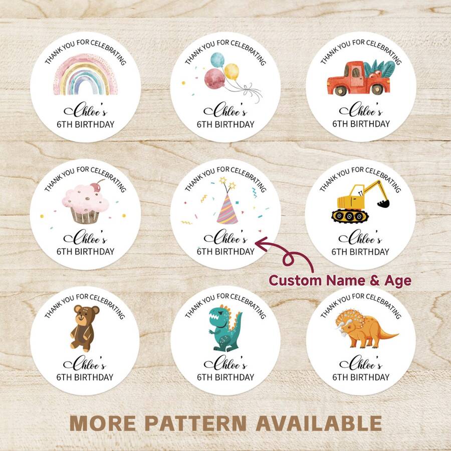4-26cm Custom Birthday Stickers, Personalized Decals With Your Text, Waterproof Fade Resistant Stickers, Variety Of Sizes, Customized Birthday Labels, Holographic Stickers, DIY Kits - Glossy-waterproof - View 1