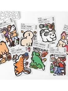 1 pezzo - Adesivo decorativo in carta sintetica a tema cartone animato, adesivo decorativo per borse Guka, per telefono cellulare, computer, valigia, tablet, con divertenti adesivi multipli di cani e gatti