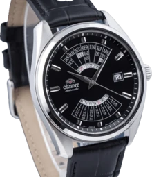 Orient Double Lion Men's Watch Fully Automatic Mechanical Watch Perpetual Calendar Large Dial Steel Belt Waterproof Casual Watch Leather Belt Black Dial, RA-BA0006B10B - Silver - View 4