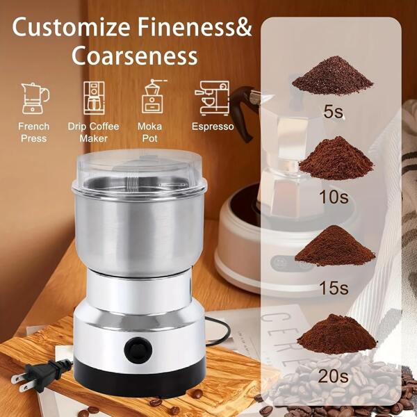 SOKANY Grinder, Whole Grain And Bean Grinder, Powerful Motor For Fast Grinding In 10 Seconds, Grain Grinder, Suitable For Beans, Spices And Nuts, 4-Leaf Stainless Steel Electric Coffee Bean Grinder, Deep Grinding Chamber, Wet And Dry Food Processor, Fast And Uniform Grinding, One-Key Control