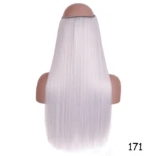 隐形接发黑色直发长款合成假发女士22英寸可调节头带耐热纤维无夹 - 彩色 - 查看 9