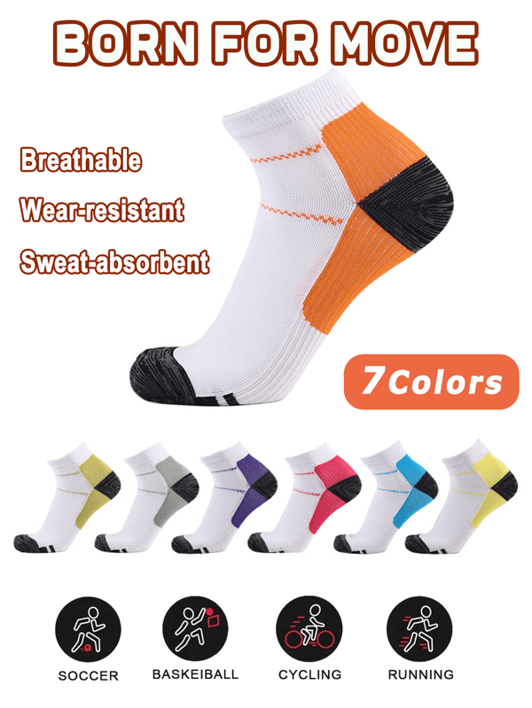 [Compression Socks] 7 Colors Athletic Ankle Socks For Men & Women- Breathable Compression With Arch Support, Soft & Comfortable No-Show Design For Running, Cycling, Hiking | Best Gift For Him & Her