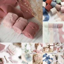 3 卷雪纺丝带、花束用雪纺丝带、礼品包装用布丝带、婚礼/圣诞节装饰用手工磨损丝带、1.5 英寸 X 5.5 码/卷、礼品包装用丝带、婚礼请柬、DIY 工艺品、新娘花束、圣诞节 - 彩色 - 查看 2