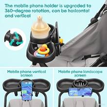 3-In-1 Universal Stroller Tray With Durable ABS Material, Double Non-Slip Grip - Convenient Accessory For Parents On The Go With Cup Holder, Phone Slot, And Snack Compartment - Suitable For 0-3 Years Old - Multicolor - View 2