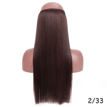 隐形接发黑色直发长款合成假发女士22英寸可调节头带耐热纤维无夹 - 彩色 - 查看 17