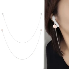 Titanium Steel Anti-Lost Earphone Necklace & Keychain Floral Decor - Suitable For AirPods Pro, Fashionable Unisex Durable Daily Accessory