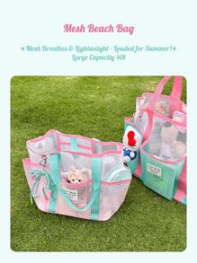 Outdoor Camping Picnic Yard Travel Business Casual Mesh Storage Bag, Beach Tote Bag, Swimsuit & Toiletry Multipurpose Handbag