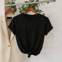 Kit 3 T-Shirts Basic Women's T-Shirt 100% Cotton 30.1 Various Colors Wide And Loose For Everyday Use - 白/黑/軍綠 - 查看 3