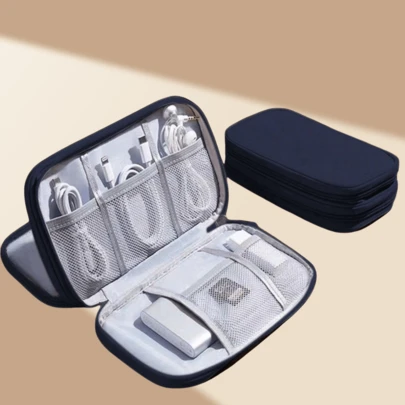 1pc Multi-Functional Organizer Bag, Nylon Handbag Organizer With Multiple Pockets, Large Capacity Wallet, Zippered Toiletry Bag With Compartments For Women/Men Short Trip Travel Essentials, Waterproof Electronics Storage Bag For Back To School Travel Accessories Vacation Summer Holiday