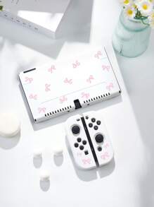 1 Stück rosa Schleifendesign 2. Generation Konsolen Zubehör, Schutzhülle kompatibel mit Switch 2(2025)/Switch NS/Switch OLED, Joy-Con Controller Abdeckung, perfektes Geschenk für Switch Spieler