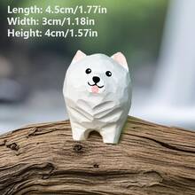 Original Handmade Charming Wooden Carving Corgi SAMOYED Dog Figurine Decor Cute Ornament For Handcrafted Dog Decor Home Home Desktop Decoration Birthday Gifts Graduation - Samoyed - View 3