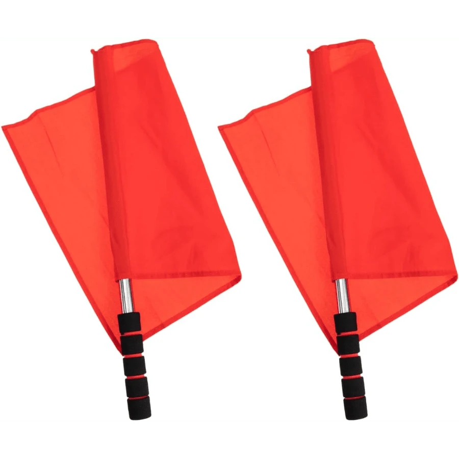 Local Delivery- 2pcs Red Referee Flags,Referee Line Judge,Stainless Steel Signal Flags For Soccer Volleyball Track Football And Field Competitions - Variants1 - View 1