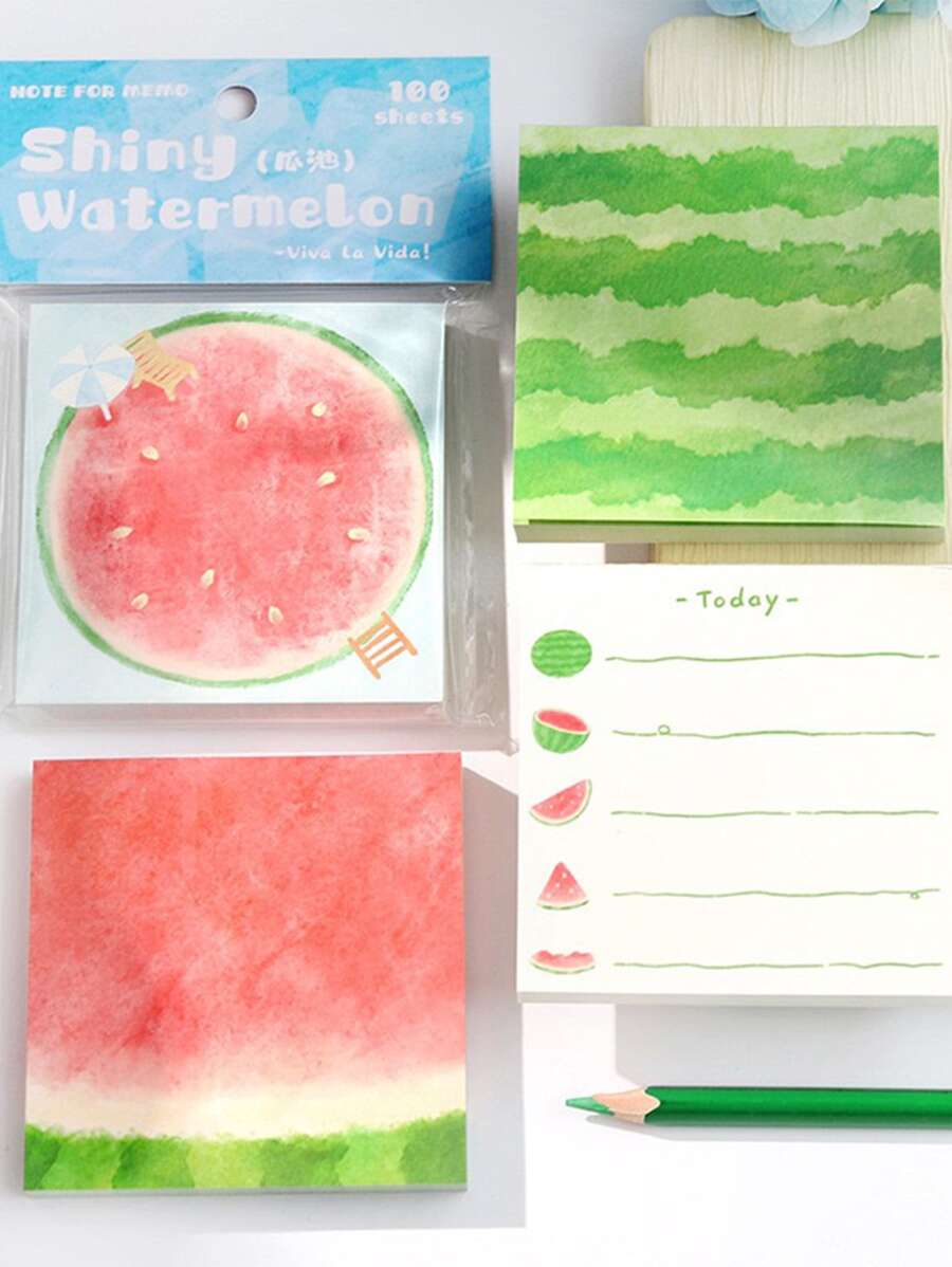 100pcs/Set Refreshing Fruit Pattern Sticky Notes School Supplies, Back To School
