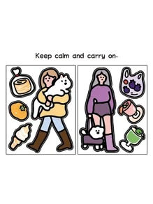 1 pezzo - Adesivo decorativo in carta sintetica a tema cartone animato, adesivo decorativo per borse Guka, per telefono cellulare, computer, valigia, tablet, con divertenti adesivi multipli di cani e gatti