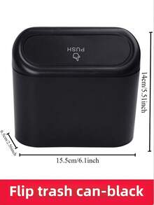 1个车载垃圾桶收纳盒，有四种颜色可选：黑色、蓝色、白色和粉色。迷你防漏带盖，按钮开关垃圾桶，按压翻盖垃圾桶，汽车垃圾桶，汽车收纳盒，迷你汽车垃圾桶，汽车收纳盒，多功能垃圾桶，汽车必备配件，适用于汽车、办公室、厨房、卧室、家居，女士礼物，收纳整理器，旅行必备品，返校宿舍收纳
