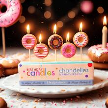 1set/5pcs Cute Donut Shaped Mini Birthday Candles, Party & Cake Topper Decoration - Donut Candle - View 2