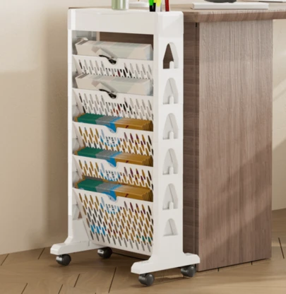 GLOBAL Z-A Estantería Librería pequeña al lado del escritorio, revistero almacenamiento de libros extraíble, estantería lateral de escritorio con ruedas,estante libro portador de plastico ,bandeja organizadora de documentos