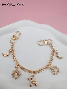 HAILIAN Alloy Bag Extension Chains, Bag Pendants And Shoulder Straps, Inlaid With Diamond Flowers, Bows, Balloon Dogs And Moons, Can Be Used As Bag Pendants, Extension Chains, Bag Shoulder Straps, And Are Also Suitable As Small Gifts For Family, Friends And Lovers On Birthdays, Holidays And Back-To-School Seasons.