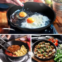 Non Stick Frying Pan 3-Piece Set Cast Iron Steak Skillet Cookware Cook Frypan AU - Black - View 9