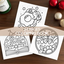 GDTME 1 Piece Simple Art Coloring Book, 7.87 X 7.87 Inches, 24 Pages, Vibrant Pink Truck With Heart Design, Suitable For Parent-Child Interaction And Relaxation, Bold And Minimalist Style, Car Coloring Book - Christmas Mandala - View 7