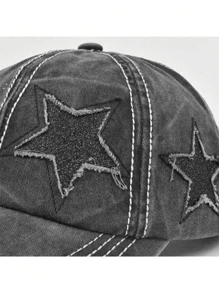 Gorra de béisbol con estrella de cinco puntas, lavada y desgastada, para las cuatro estaciones, unisex con coleta, casual para exteriores, gorra ajustable con visera de moda, versátil para todos