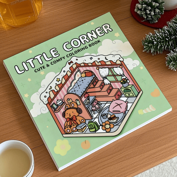 1 本 Little Corner 涂色书，适合成人和青少年 - 舒适俏皮的设计，带有可爱的卡通场景，令人放松的艺术放松，增强注意力的图画书，非常适合家庭或外出使用，青少年放松活动 | 舒适的房间装饰 | 详细插图，可爱的涂色书。, 返校, 学校用品