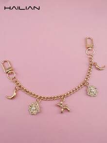 HAILIAN Alloy Bag Extension Chains, Bag Pendants And Shoulder Straps, Inlaid With Diamond Flowers, Bows, Balloon Dogs And Moons, Can Be Used As Bag Pendants, Extension Chains, Bag Shoulder Straps, And Are Also Suitable As Small Gifts For Family, Friends And Lovers On Birthdays, Holidays And Back-To-School Seasons.