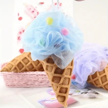 1pc Giant Ice Cream Cone Bath Sponge - Extra Soft & Fluffy Rainbow Shower Pouf For Rich Lather | Cute Large Body Scrubber, Gentle Exfoliating Bath Accessory