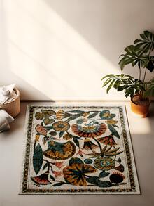 Luxury Floral Fleece Mat, Vibrant Leaf Pattern Long Runner Rug, Suitable For Bedroom, Living Room Or Hallway Decor - Multicolor - View 2