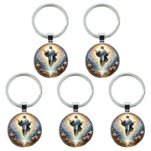 5 Stücke Jesus Schlüsselanhänger, kreatives elegantes kleines Geschenk Schlüsselanhänger, gläubiger Mensch unter leuchtendem Schlüsselring, bedruckter Prozess, kulturelles und segnendes Geschenk, geeignet für tägliches Tragen am Rucksack für die Schule