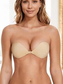 2双聚拢粘合胸罩、可重复使用无肩带前扣胸罩、女士内衣及内衣配件、隐形乳贴 - 彩色 - 查看 1