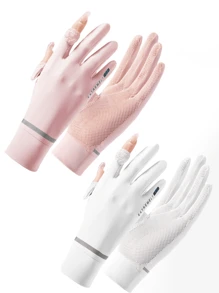 زوج قفازات حرير جليدي للحماية من الأشعة فوق البنفسجية، مناسبة للارتداء اليومي