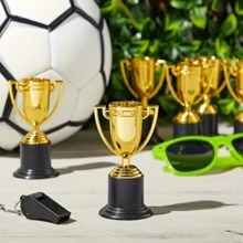 1/6pcs Mini Gold Plastic Trophy, 4 Inch (4.02 Inch) Trophy, Party Favor, Prop, Award, Winning Prize, Competition Ceremony Party Gift, For Classroom Rewards, Sports Events, World Cup, Group Activities, Performances, Sports Awards, Party Giveaways, Ceremony Decor, For Sports And Outdoor Activities, Sports Fan Supplies, Atmosphere-Enhancing Gold Trophy, Best Gift For Collectors! - Multicolor - View 2