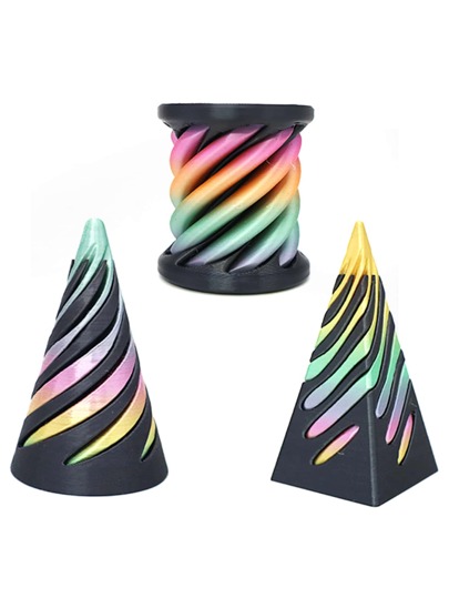 3pcs Spiral Stress Relief Toys, 3D Printed Fidget Toys