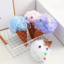1pc Giant Ice Cream Cone Bath Sponge - Extra Soft & Fluffy Rainbow Shower Pouf For Rich Lather | Cute Large Body Scrubber, Gentle Exfoliating Bath Accessory