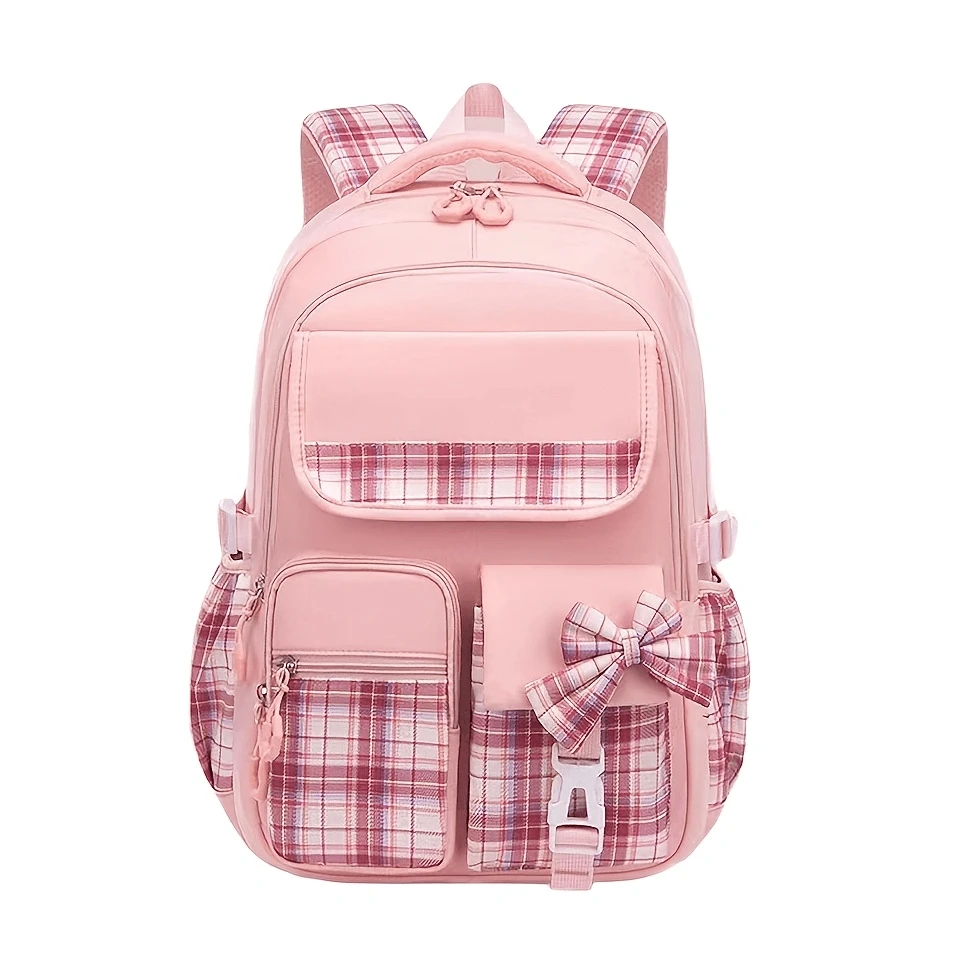 Backpack Student Backpack With Multiple Pockets, Large Capacity, Breathable And Lightweight Schoolbag With Reflective Strips - Hồng - Xem 1