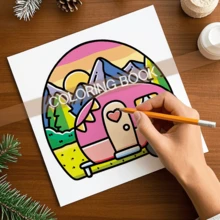 GDTME 1 Piece Simple Art Coloring Book, 7.87 X 7.87 Inches, 24 Pages, Vibrant Pink Truck With Heart Design, Suitable For Parent-Child Interaction And Relaxation, Bold And Minimalist Style, Car Coloring Book - Christmas Mandala - View 4