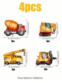 109 件/4 件建筑主题气球花环拱门套件，包含叉车、起重机、水泥车、挖掘机铝箔气球，适用于生日派对气球装饰、建筑主题派对、背景装饰 - 彩色 - 查看 9