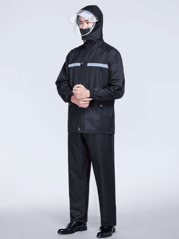 Men's Motorcycle Rain Jacket And Pants Set - Waterproof Outerwear For Heavy Rain