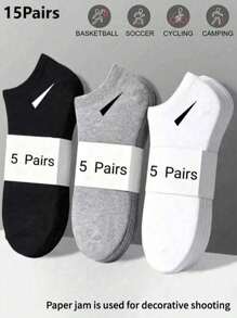 15 Pairs Of Black, White And Gray Solid Color Fashionable Women's Socks Simple, Comfortable, Casual And Versatile Suitable For Daily Travel 2pcs/6pcs/10pcs/12pcs/18pcs/20pcs/24pcs/30pcs/36pcs