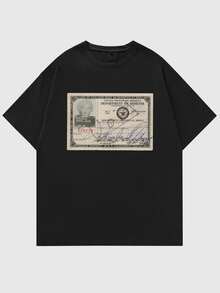 Camiseta nueva de hombre con estampado de dólar, estilo hip hop - Negro - Ver 2