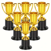 1/6pcs Mini Gold Plastic Trophy, 4 Inch (4.02 Inch) Trophy, Party Favor, Prop, Award, Winning Prize, Competition Ceremony Party Gift, For Classroom Rewards, Sports Events, World Cup, Group Activities, Performances, Sports Awards, Party Giveaways, Ceremony Decor, For Sports And Outdoor Activities, Sports Fan Supplies, Atmosphere-Enhancing Gold Trophy, Best Gift For Collectors! - Multicolor - View 11
