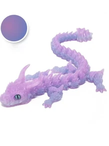 New 3D Printed Double-Horned Dinosaur Joint Dragon Scale Armor Model Toy, Desk Decor, Gift (Random Color Layers)