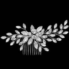 1件装女士银丝玻璃水钻手工发梳配饰情人节饰品 - 銀色 - 查看 3