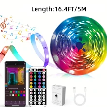 NBBUFF 3.28ft-100ft Smart RGB Color Changing Led Strip Lights With 44Key Remote And APP Control, Music Sync, Adjustable Brightness & Speed, Easy Installation For Bedroom, Ceiling, Party, Christmas Decor, TV Background Light, Room Decor Lights