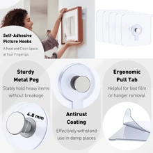 4 Peças Ganchos Adesivos Transparentes Sem Furos para Pendurar Quadros, Sem Danos, Organizador Sobre a Porta, Gancho para Roupas, Cabide de Parede, Gancho Adesivo de Parede, Organizador de Parede, Conjunto de Cabides, Moldura de Foto de Parede