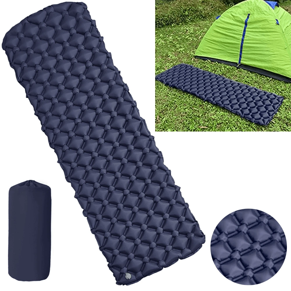 Ultralight Inflatable Camping Sleeping Mat Portable Sleeping Pad Waterproof Durable Air Mattress With Inflatable Bag For Trekking Hiking Backpacking Outdoor 190*60CM - Navy Blue - View 1