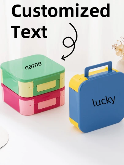 Caixa Bento Personalizável de Camada Única, Caixa Térmica de Almoço Quadrada de Plástico para Crianças, Lancheira com Compartimentos, Tigela de Sopa Caixa de Refeição Vedada, Material PP, 3 Cores, Uso Diário, Escola, Exterior, Trabalho, Próprio para Micro-ondas, Recipiente de Armazenamento de Alimentos, Multifuncional, Durável, Ornamental, Reutilizável, Requintado, Estiloso, de Alta Qualidade, Colorido, Moderno, Personalizado