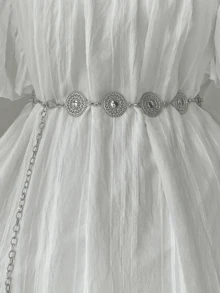 女士复古金色圆形链式腰带 - 复古休闲连衣裙腰带，无纺布腰带，适合春夏季服装、日常穿着、派对和约会夏季、秋季、万圣节 - 多色 - 查看 5